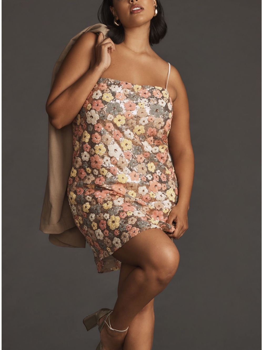 Anthropologie - Blue Tassel Floral Shift Mini Dress